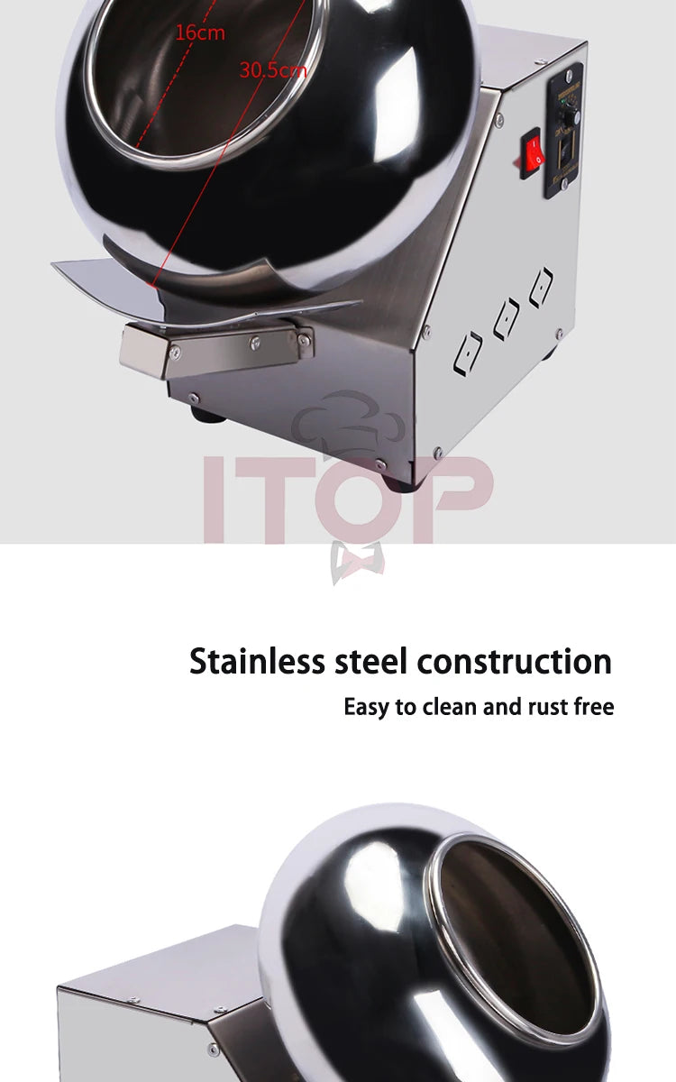 Macchina Di Rivestimento Cioccolato Con Rullo Da 30 Cm Per Caramelle Dolci In Acciaio Inox 535 W 220 V