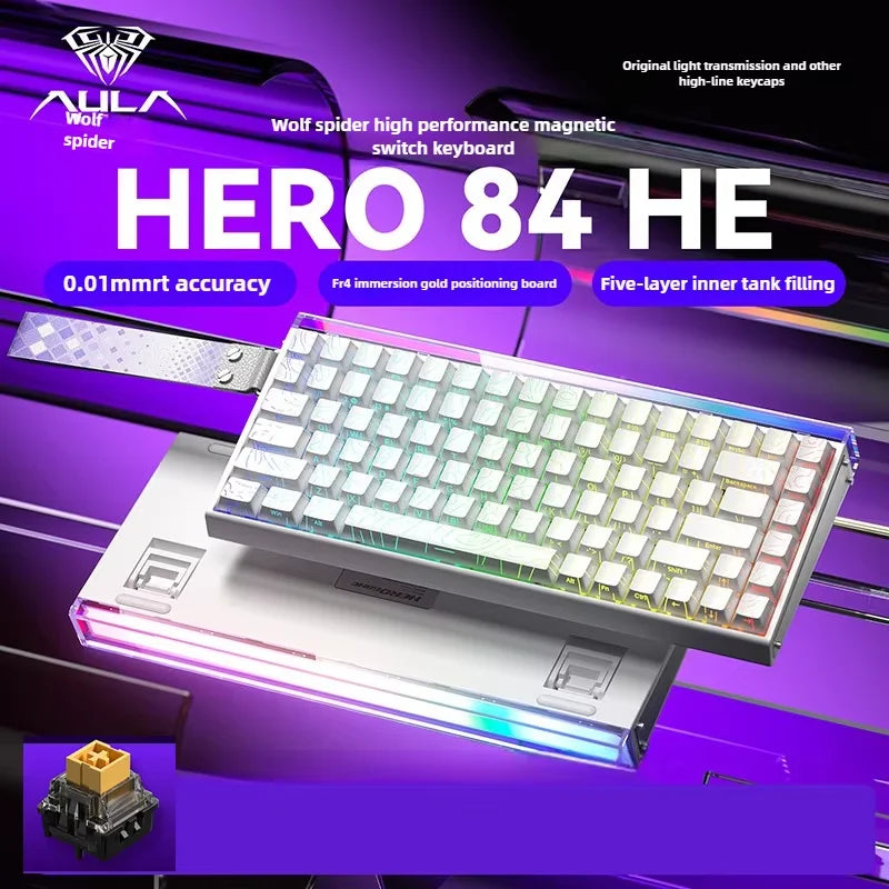 Tastiera Meccanica Da Gioco Aula Hero 84HE Con Interruttore Magnetico RGB Ergonomia