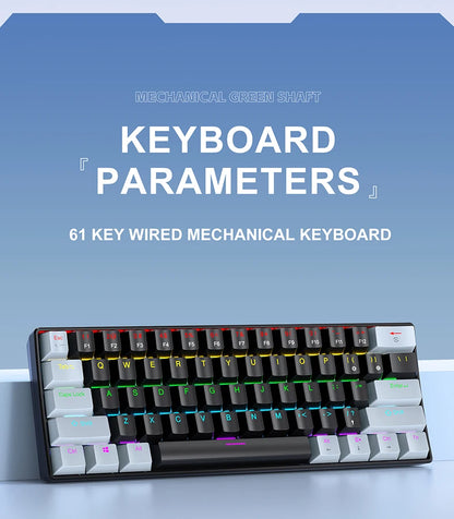 Tastiera Meccanica Portatile A 61 Tasti Cablata Con RGB Phantom Risposta Gaming Design Ergonomico Per Ufficio E Giochi