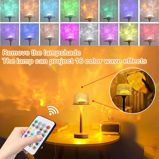 Lampada LED Senza Fili Con Proiettore Ocean Wave, 16 Colori Cambiabili, Temperatura Colore 3 Vie, Dimmabile