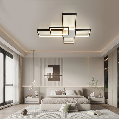 Plafoniera LED Moderna Dimmerabile Per Soggiorno E Camera Da Letto Finitura Nera O Dorata Illuminazione 2000 lm