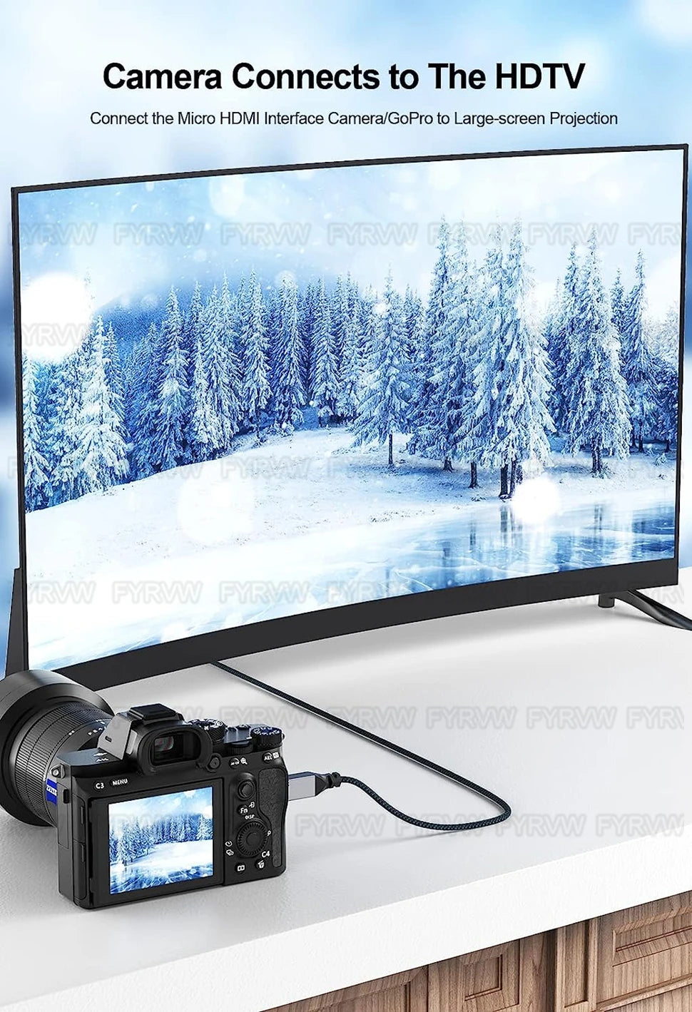 Cavo 4K Micro HDMI compatibile con HDMI per GoPro Hero Raspberry Pi 4 Sony A6000 Nikon Yoga 3 Fotocamera Micro HD a HDTV