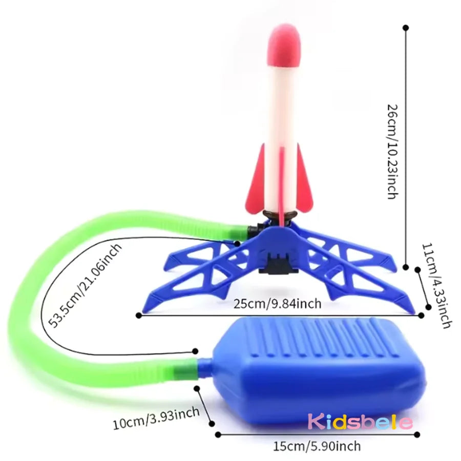 Giocattolo Lanciarazzi ad Aria Compressa con Pompa a Pedale, Set per Giochi all'Aperto per Bambini, Divertimento Sicuro a Propulsione d'Aria, Facile Utilizzo, Regalo Educativo STEM, Gioco a Pedale