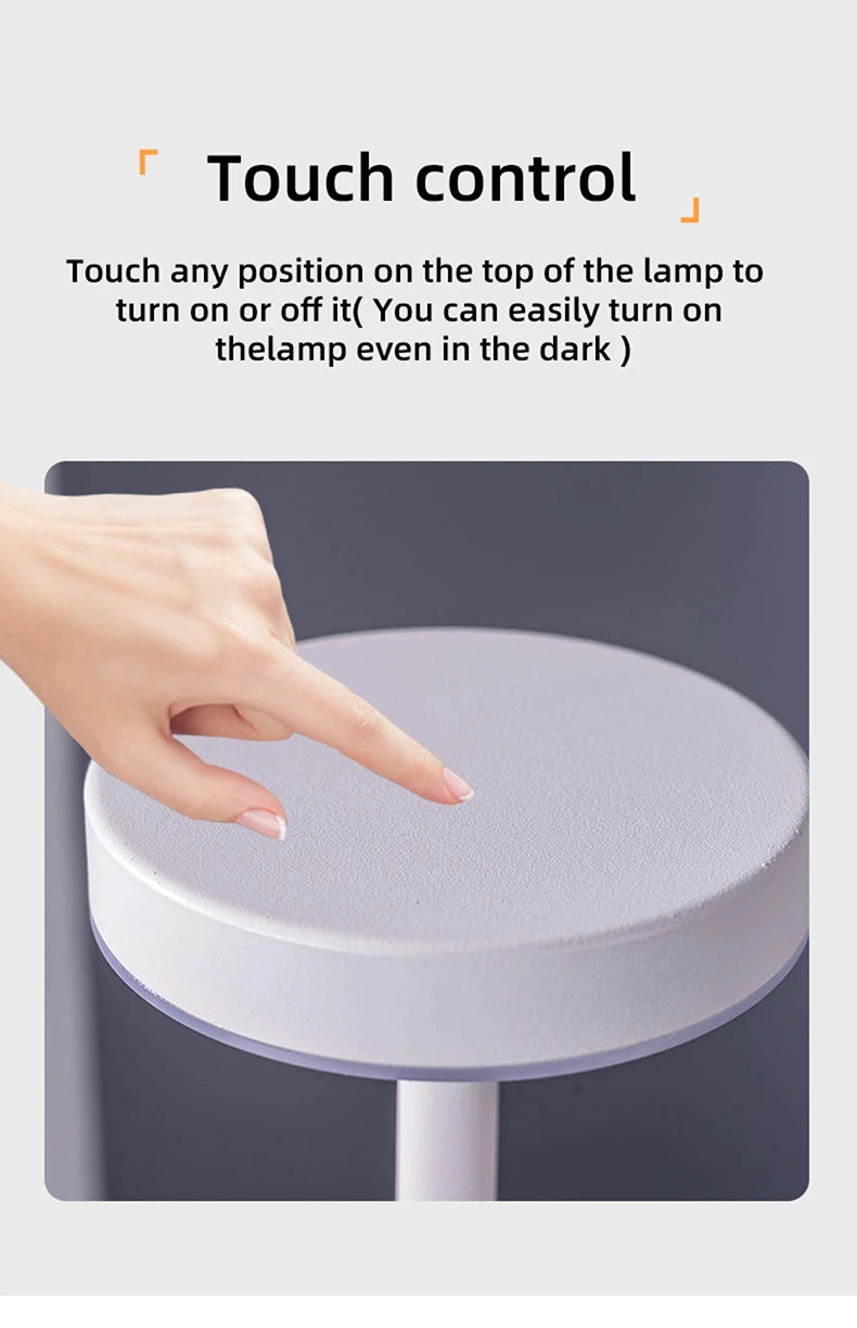Lampada Da Tavolo Led Ricaricabile Portatile Con Controllo Touch Tre Colori Regolabile Per Camera