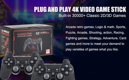 X2 Plus Game Stick 4K HD 2.4G Retro Console per videogiochi Controller wireless TV 50 Emulatore per giochi PS1/N64/DC 128G