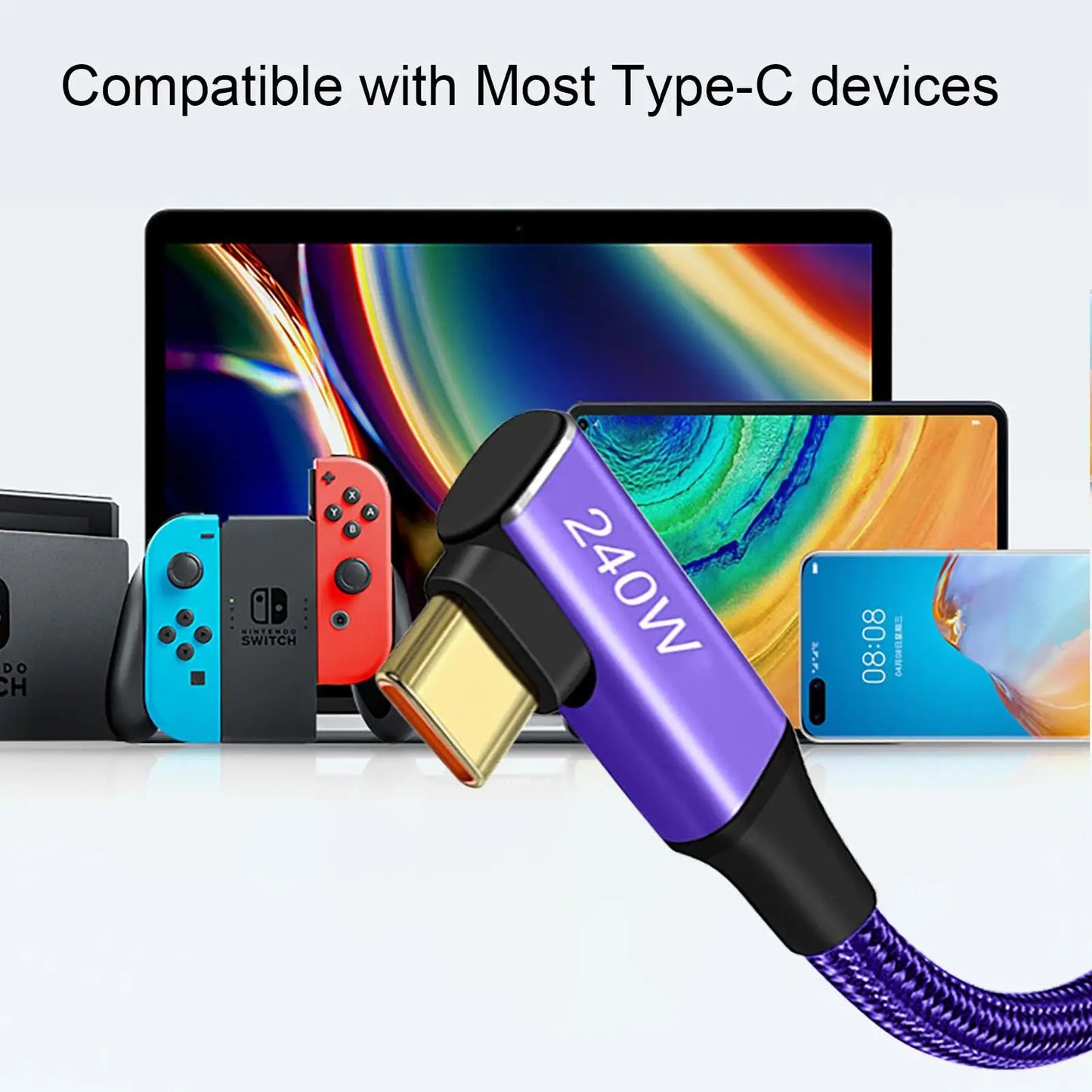 Cavo Usb C A Usb C Ricarica Veloce 240W 6A Compatibile Con iPhone 15 Pro Max Samsung S24 S23 S22 Xiaomi MacBook