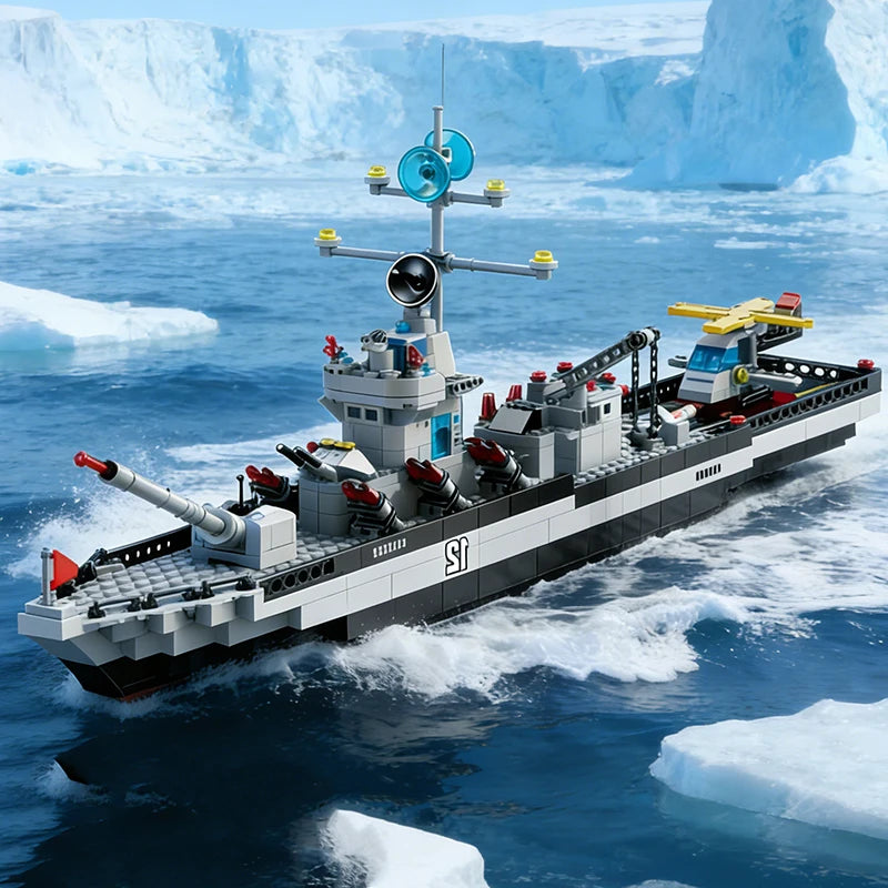 1560pcs 6 IN 1 Military Navy Ship set Building Blocks War Army Boat modello di aereo giocattoli per ragazzi mattoni giocattoli regali di natale