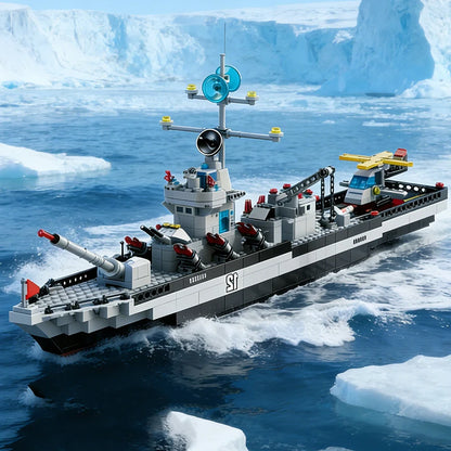 1560pcs 6 IN 1 Military Navy Ship set Building Blocks War Army Boat modello di aereo giocattoli per ragazzi mattoni giocattoli regali di natale