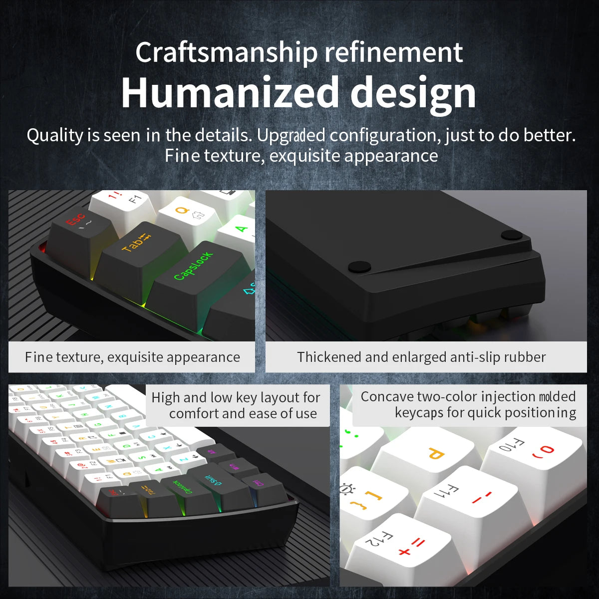Tastiera meccanica da gioco cablata al 60% Mini layout ultra compatto retroilluminato RGB per giocatori PC/Mac e tipisti Design facile da viaggio