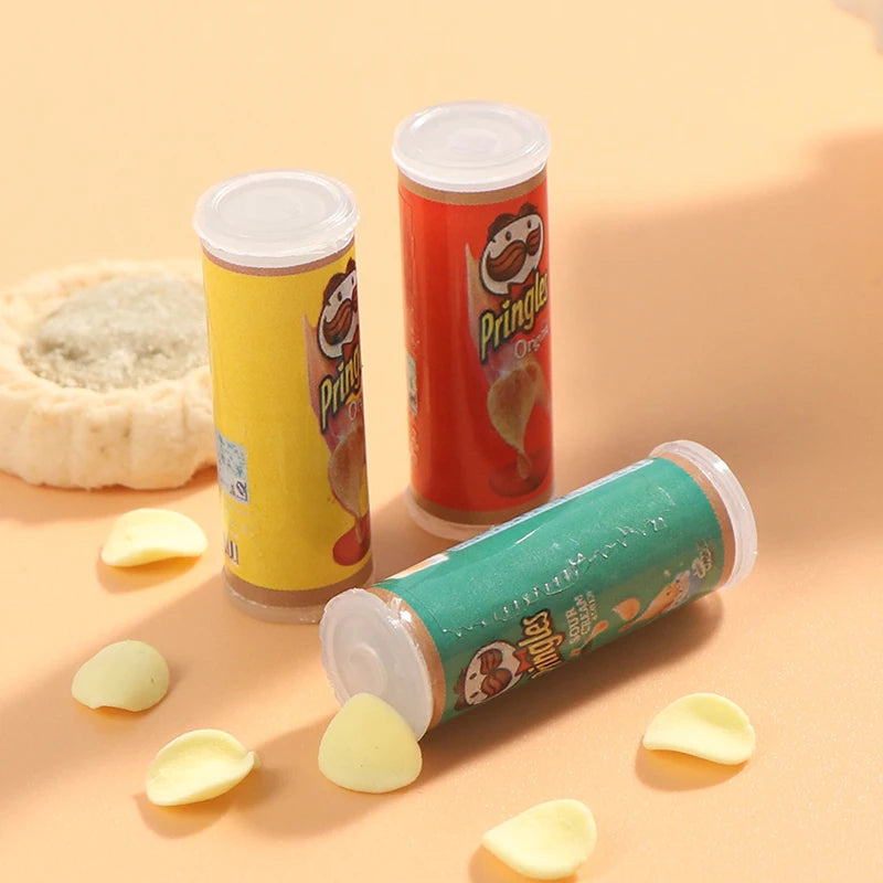 Set Tre Pezzi Patatine In Bottiglia Miniatura Scala Uno Dodici Per Casa Delle Bambole Cibo Giocattolo