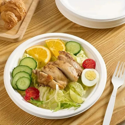Set Da 50 Piatti Circolari Usa E Getta In Carta Naturale Per Barbecue Pasta Insalata Dessert