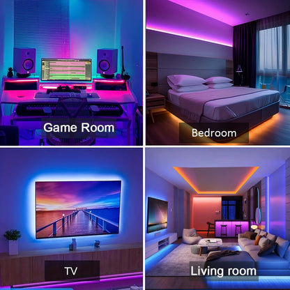 Strisce LED RGB Con Controllo App Nastro Flessibile 5m 10m 20m 30m Per Decorazione Camera Da Letto
