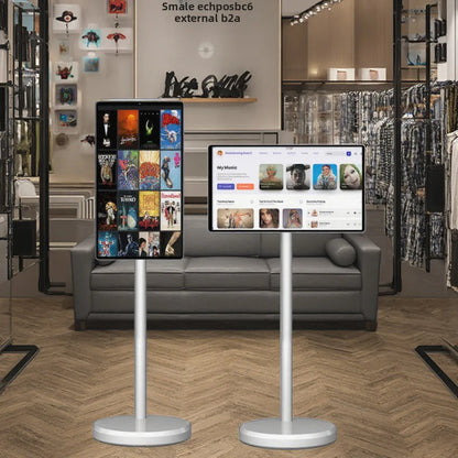 TV LED Smart Android 13 da 21,5 Pollici, 4+64GB, Bianca, Portatile con Ruote, Batteria Ricaricabile, Wi-Fi Interattivo per Palestra Professionale
