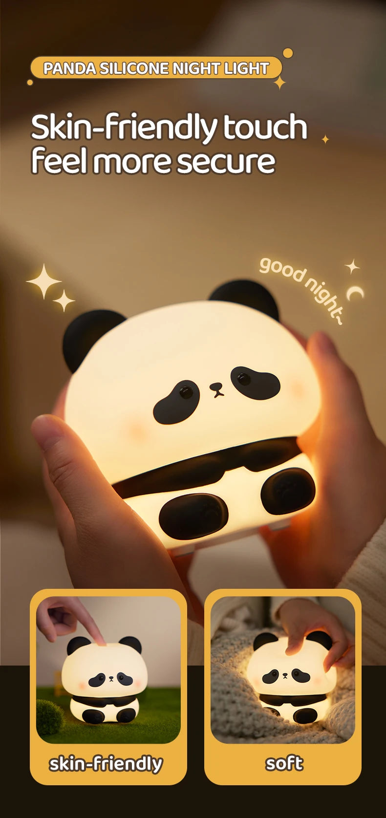 Luce Notturna Panda Led Con Touch Usb Ricaricabile Per Cameretta Decorazione Per Bambini