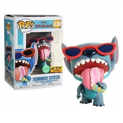 Disney Stitch Funko Pop Summer Stitch # 636 Punto scheletro 1234 #   Punto Elvis # 127 Punto # 159 Figure in vinile Regalo di giocattoli carvinali