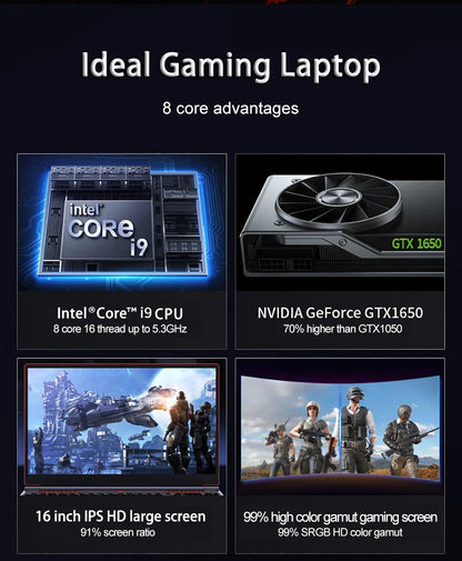 Potente Laptop da Gaming Elite con Schermo 16.1 Pollici, GPU RTX 4050, Processore Intel Core i9, Windows 11, RAM fino a 64GB e SSD 4TB