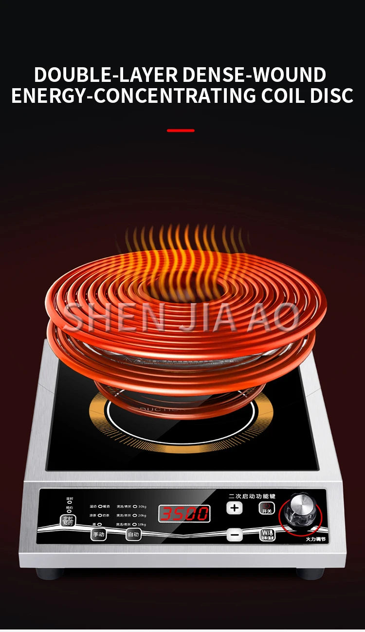 Fornello A Induzione Singolo 3500 W Con Controllo Pulsante E Piano In Cristallo Nero YS3505