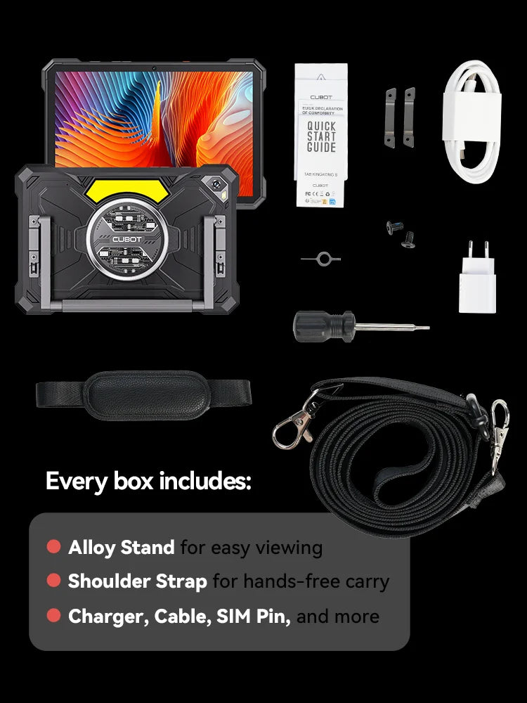 Tablet Android Cubot Tab Kingkong S 10,1 pollici, Batteria 15300 mAh, 6 Gb Ram, 256 Gb Storage, Fotocamera 48 Mp