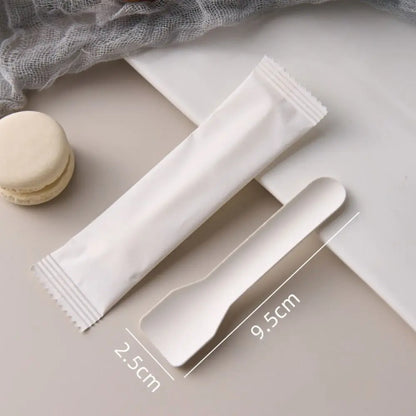 100 pezzi di imballaggio individuale cucchiaio forchetta cucchiaio usa e getta cucchiaio da gelato bianco ecologico cucchiaio per torta da dessert addensato degradabile