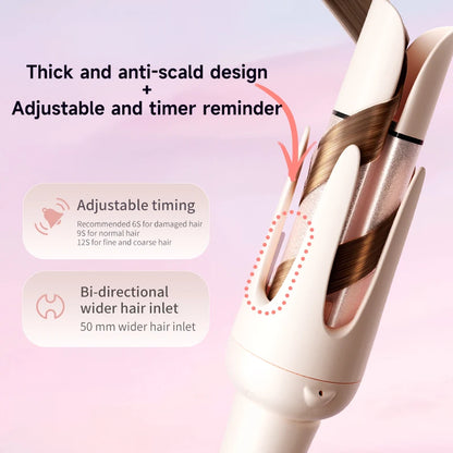 Ferro arricciacapelli automatico professionale Bigodino per capelli rotante a 3 velocità Bacchetta per styling riscaldata in ceramica con strumenti per lo styling per la cura dei capelli agli ioni negativi