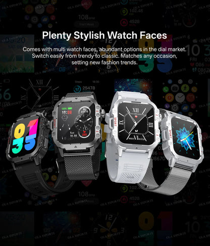 2025 Nuova Torcia Elettrica Militare Astuto Della Vigilanza Degli Uomini IP68 5ATM Sport All'aria Aperta Fitness Tracker Monitor di Salute 1.44 Pollici BT Chiamata Smartwatch