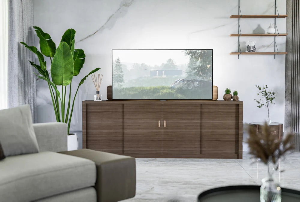 Supporto Televisore Elettrico Motorizzato Telescopico Con Telecomando Per Montaggio A Scomparsa Nel Mobile Domotica