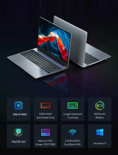 Leno 14.1 Pollici Laptop Gaming Con Processore Core I9-9900 32GB 2TB SSD Windows 11 Risoluzione 1920x1080