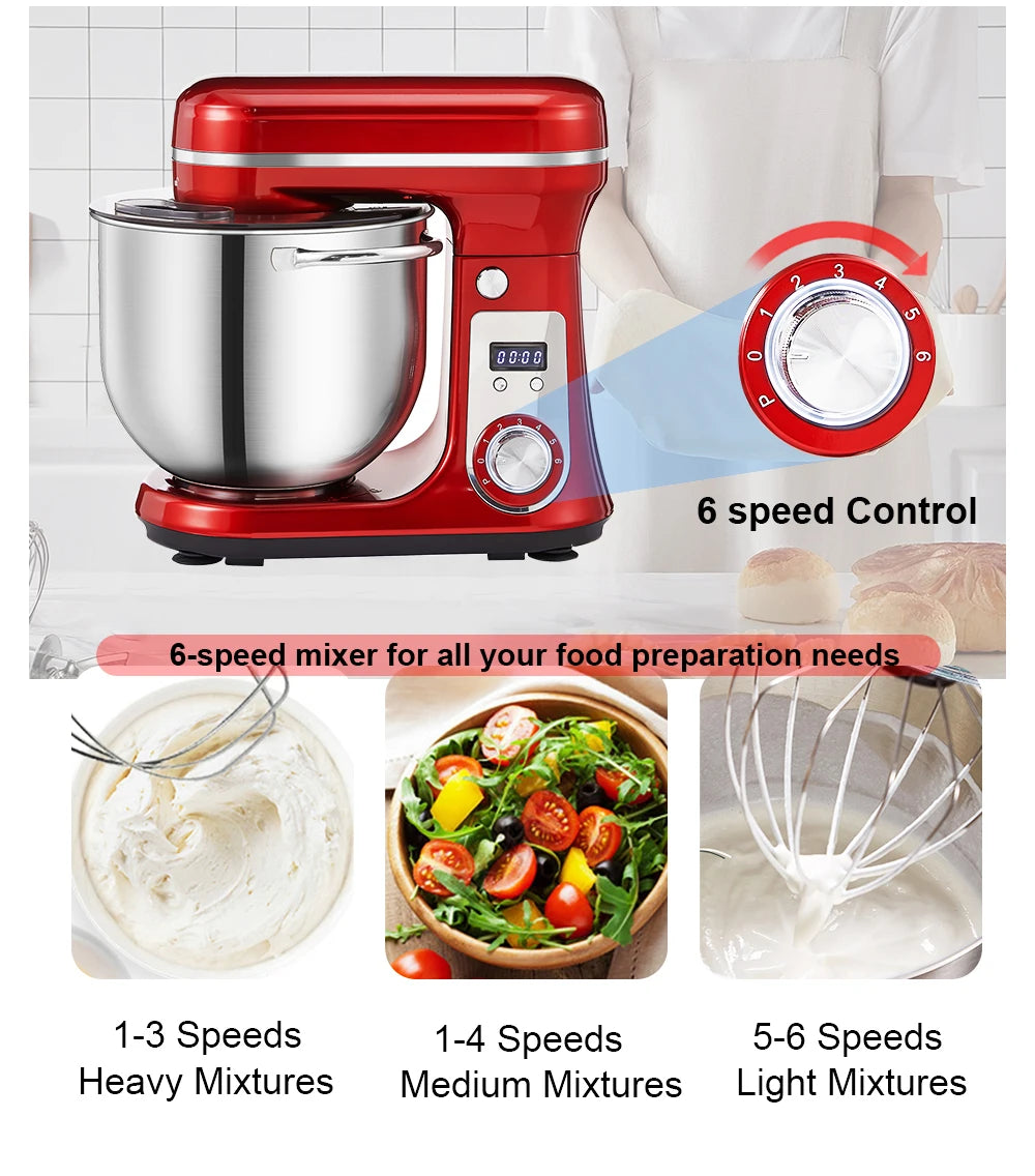 Robot Da Cucina Biolomix BM601 Con Ciotola In Acciaio Da 6 L, 1200 W, 6 Velocità, Testa Inclinabile