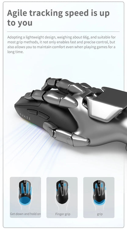 Mouse da gioco wireless Tri-mode AJ139-V2-MC cablato/2,4 GHz/BT con base di ricarica magnetica Chipset da gioco PAW3311 12000 DPI max
