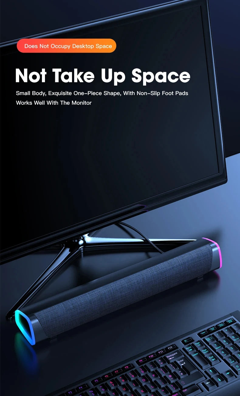 Altoparlante cablato per computer 4D Barra Bluetooth Suono stereo Subwoofer Altoparlante soundbar surround per MacBook Laptop Notebook Gioco per PC