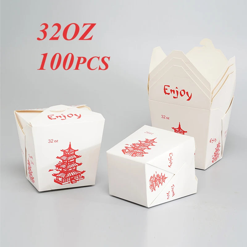 Secchi per alimenti da asporto da 32 OZ Scatola per alimenti per noodle Contenitori di carta premium perfetti per una varietà di feste di ristorazione di cibo caldo e freddo