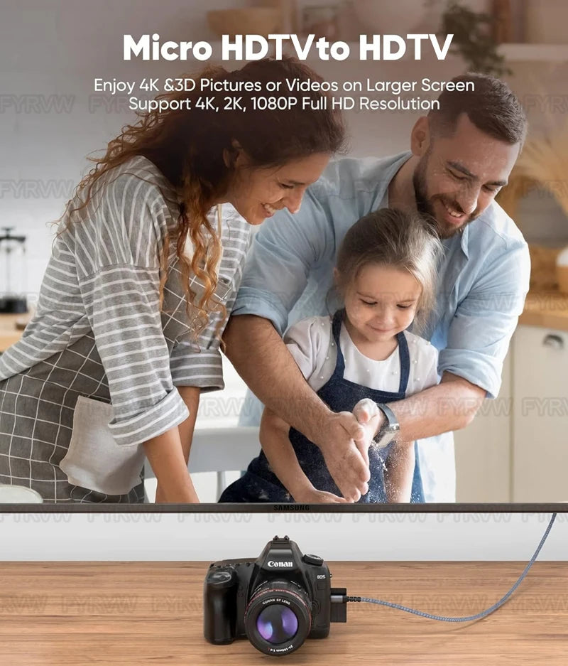 Cavo 4K Micro HDMI compatibile con HDMI per GoPro Hero Raspberry Pi 4 Sony A6000 Nikon Yoga 3 Fotocamera Micro HD a HDTV