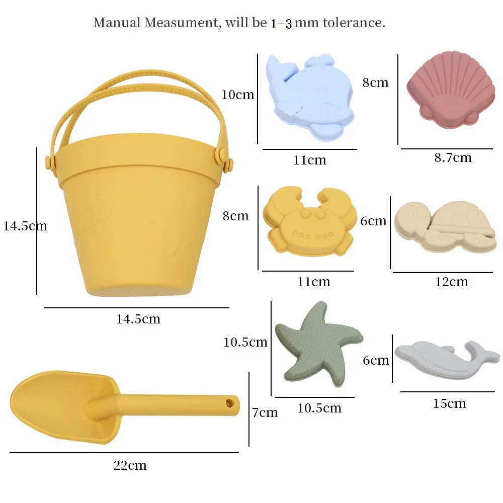 Set Giocattoli Da Spiaggia Per Bambini 8 Pezzi In Silicone Morbido Per Sabbia E Acqua