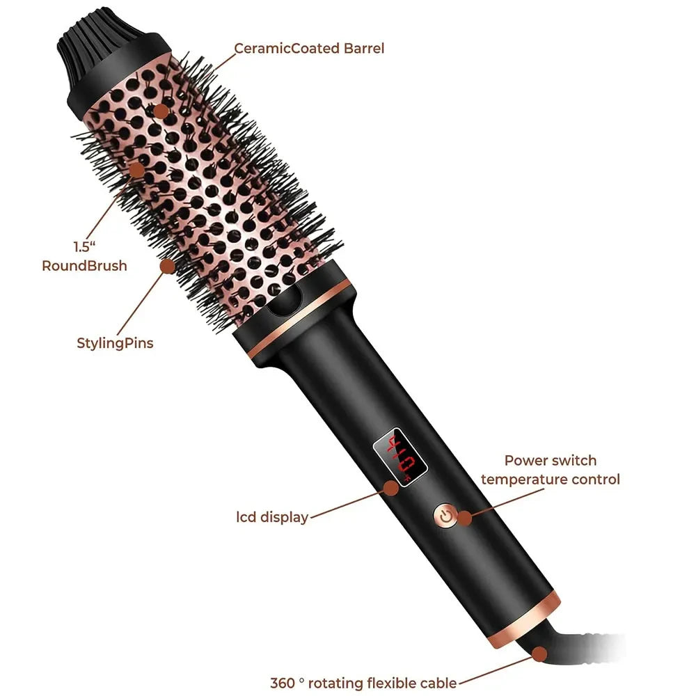 Piastra per capelli ionica 3 in 1 Ferro arricciacapelli professionale Spazzola per acconciature riscaldata Spazzola termica antiscottatura Bacchetta arricciacapelli