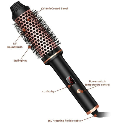 Piastra per capelli ionica 3 in 1 Ferro arricciacapelli professionale Spazzola per acconciature riscaldata Spazzola termica antiscottatura Bacchetta arricciacapelli