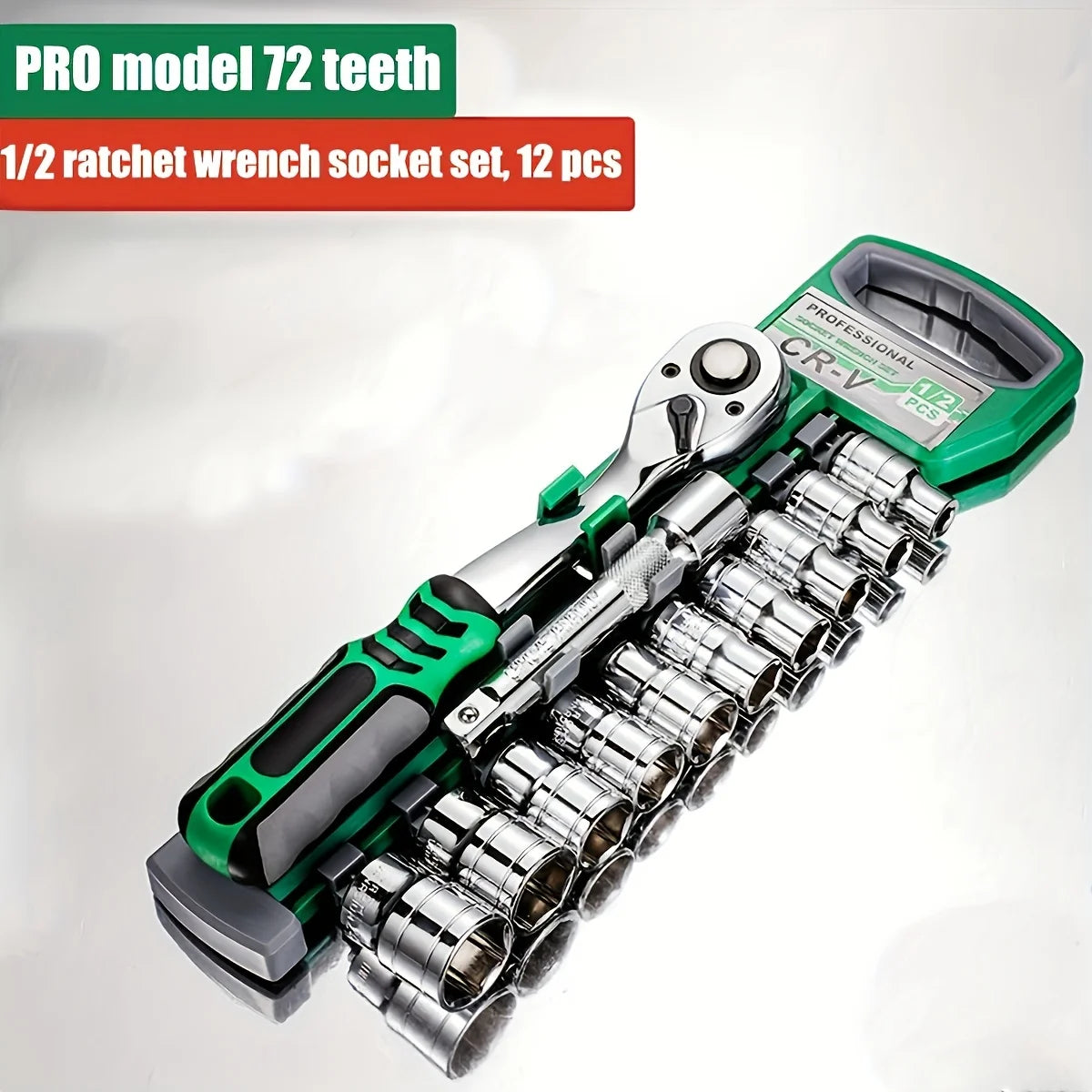 Set Chiavi A Cricchetto 72 Denti 12 Pezzi Con Impugnatura Reversibile Per Manutenzione Auto