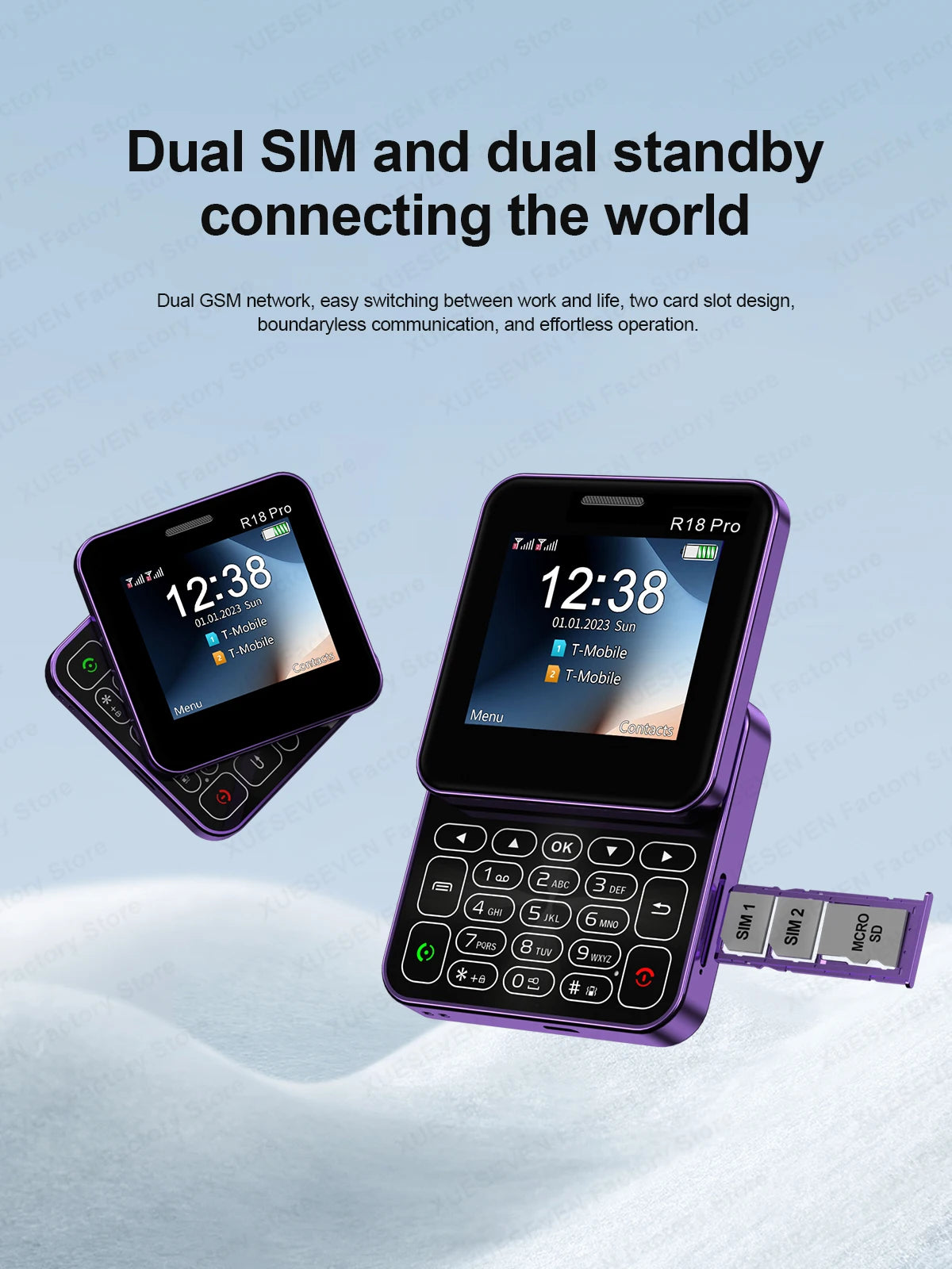Telefono Mini Dual Sim Con Schermo Rotante Da 2,4 Pollici Slider Torcia E Funzione Blocco Contatti