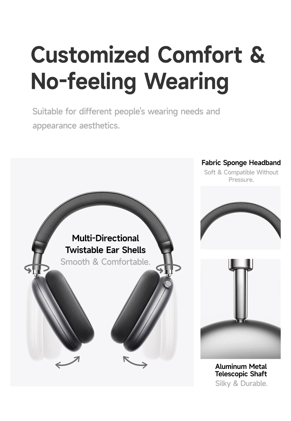 Picun F8 Pro Cuffie Bluetooth Wireless Cancellazione Attiva del Rumore Audio Spaziale 3D e Latenza Bassa
