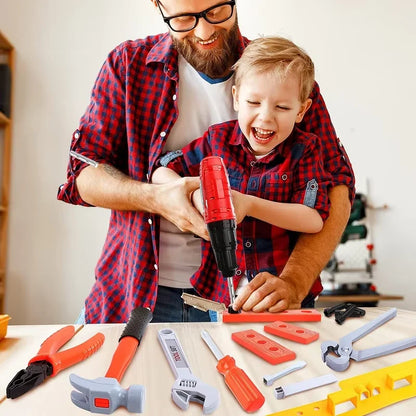 Set di Attrezzi Giocattolo per Bambini, Strumenti di Ingegneria Simulati con Trapano, Regalo Educativo per Giochi di Ruolo per Ragazzi