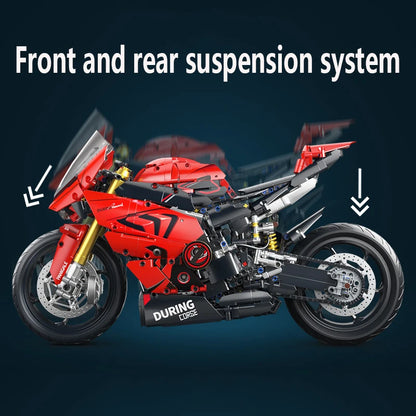 Set Blocchi Moto V4s Racing Con Supporto Esposizione Gioco STEM Per Adulti E Bambini Regalo Unisex