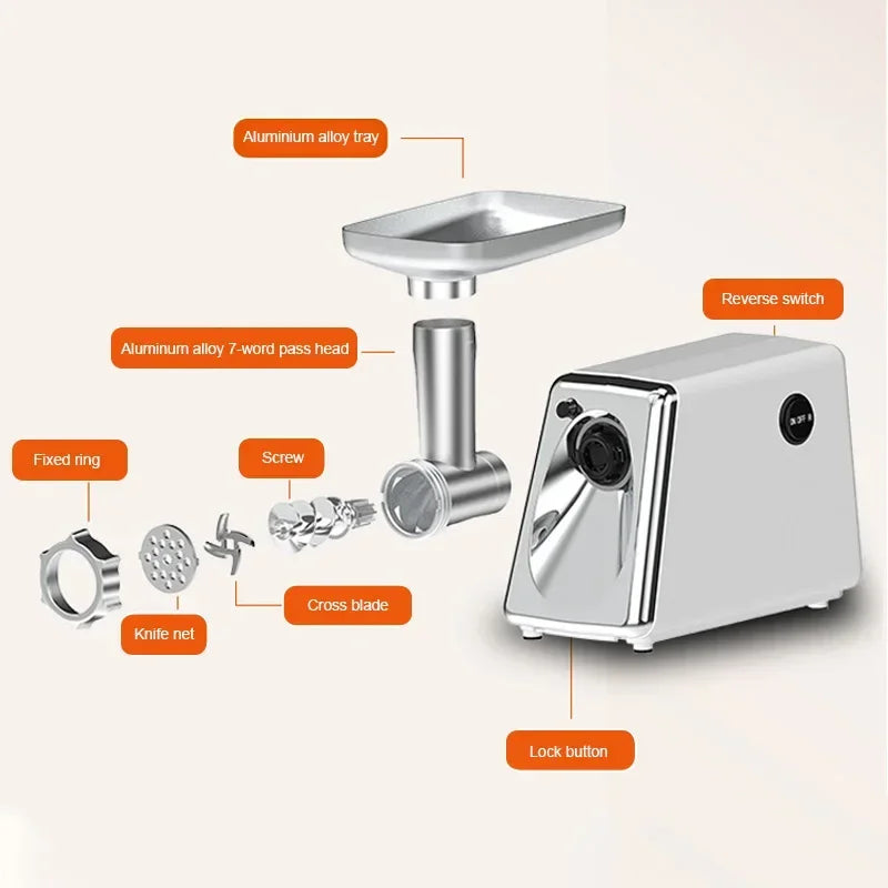 Tritacarne Elettrico 800W Professionale E Robot Da Cucina Multifunzione Processore Alimentare Per Tritare E Preparare Cibi
