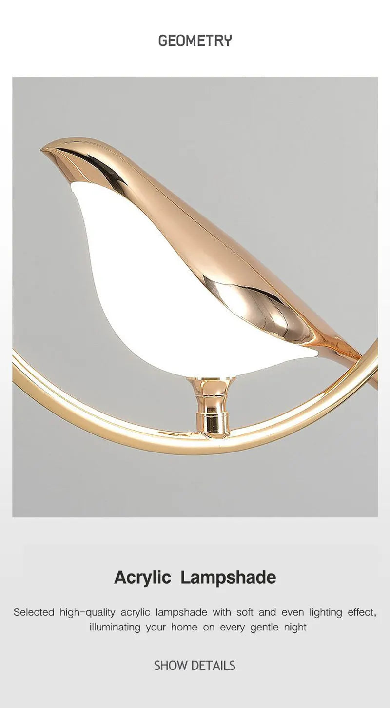 Lampada Sospensione Led Argento Dorato Interni Design Moderno Per Letto e Soggiorno Alimentazione AC 85 265 Volt