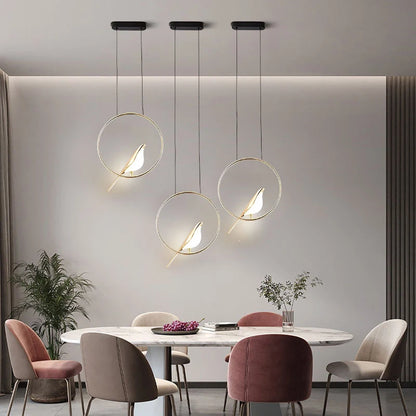 Lampada Sospensione Led Argento Dorato Interni Design Moderno Per Letto e Soggiorno Alimentazione AC 85 265 Volt