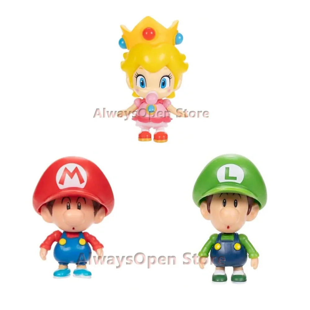 JAKKS Super Bros Personaggi d'azione Mario, Luigi, Peach - Simpatiche Bambole Anime Giocattolo per Bambini - Regalo