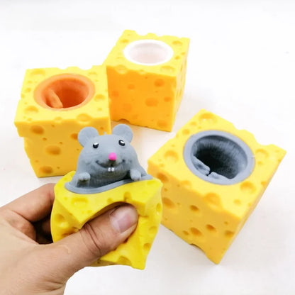 Gioco Antistress Divertente Forma Mouse e Formaggio Spremere Per Rilassarsi Adulti e Bambini