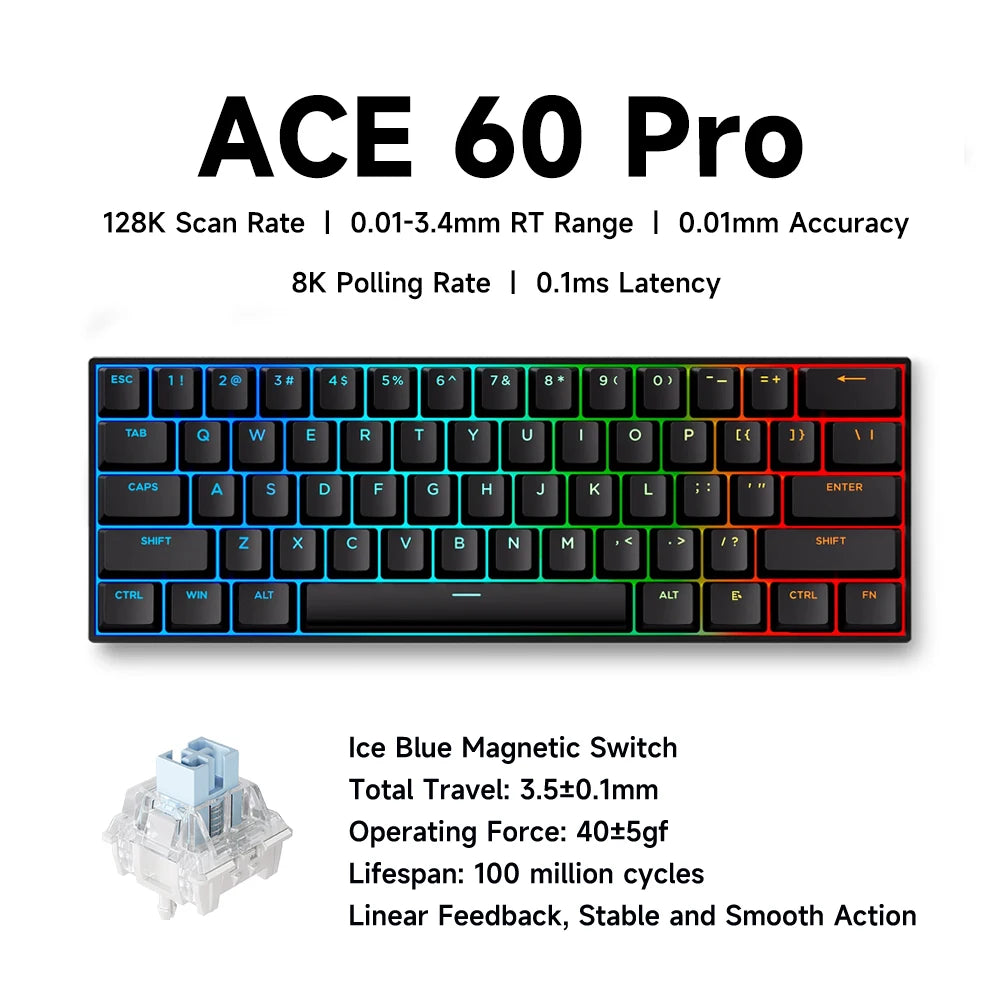 Mchose Ace 68 Tastiera Meccanica Con Interruttore Hall Magnetico Trigger Rapido Programmabile RGB 8K Hz