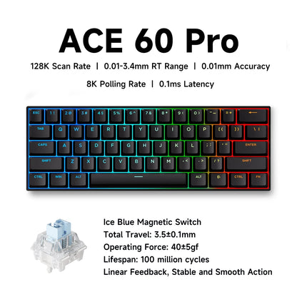 Mchose Ace 68 Tastiera Meccanica Con Interruttore Hall Magnetico Trigger Rapido Programmabile RGB 8K Hz