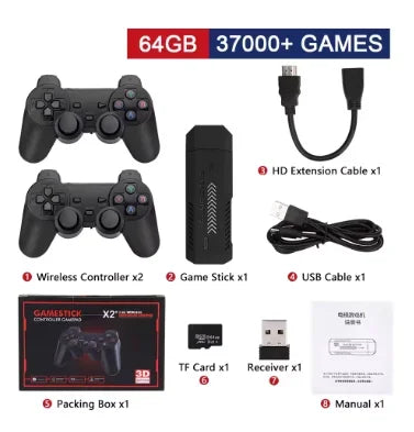 X2 Plus Game Stick 4K HD 2.4G Retro Console per videogiochi Controller wireless TV 50 Emulatore per giochi PS1/N64/DC 128G