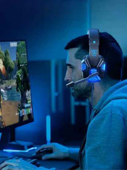 Cuffie da Gaming RGB HOMEFISH SY830MV con Microfono, Cuffie Cablate Over-Ear Leggere per PC, PS5, Xbox, Switch