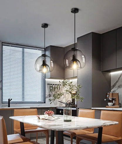 Lampadario A LED In Vetro Sospensione Moderna Grigio Per Soggiorno Pranzo Cucina E Camera Da Letto
